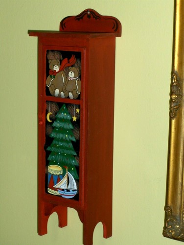 Hand painted red dollhouse - painted,