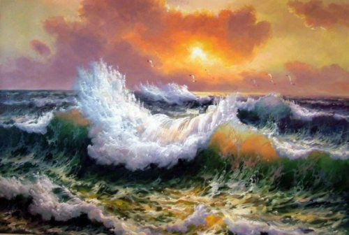 Large sea wave seascape - large,