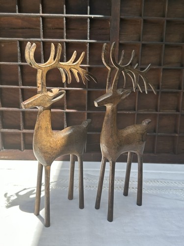 Pair metal deer with - pair,