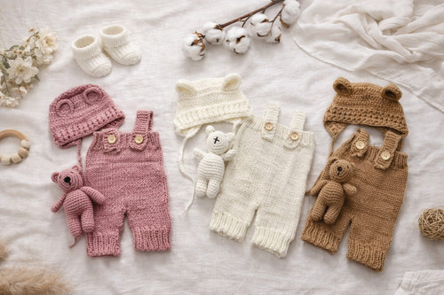Baby knitted bear romper - baby,