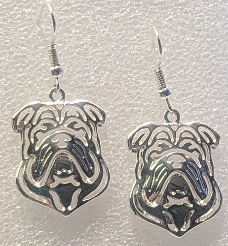 Bulldog dog head earrings - dog,
