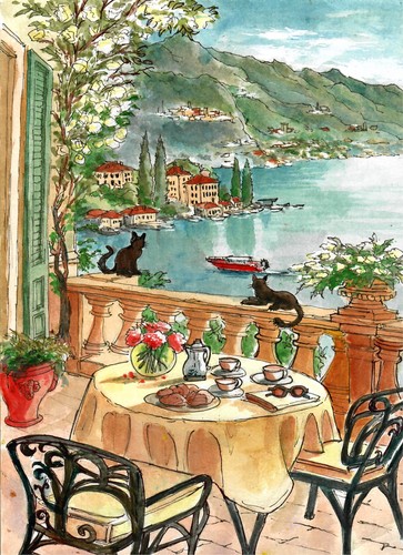 Cats relaxing lake como - relaxing,
