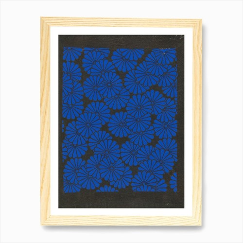 Blue dahlias art print framed - dahlias,