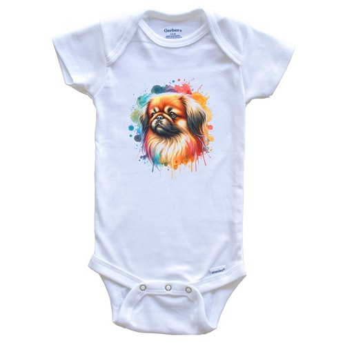 Pekingese rainbow watercolor - rainbow,