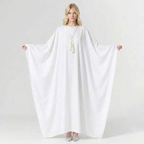 White cotton kaftan dress - dress, |