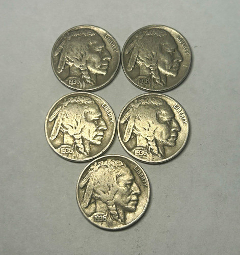 1936 buffalo nickels - 1936, 5
