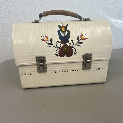 Vintage metal domed lunch box - metal,