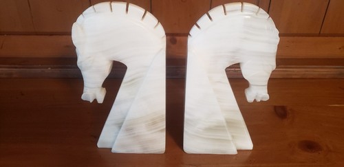 Two bookends white horses - bookends,