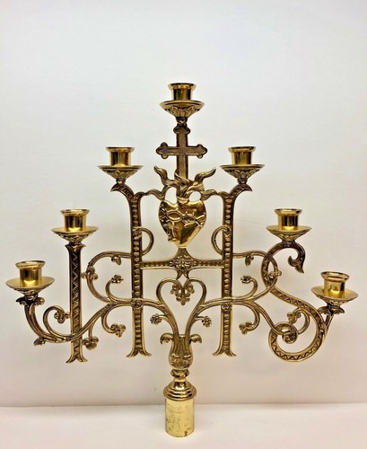 Sacred heart light - heart, brass