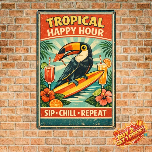 Vintage tropical tiki bar tin - vintage,