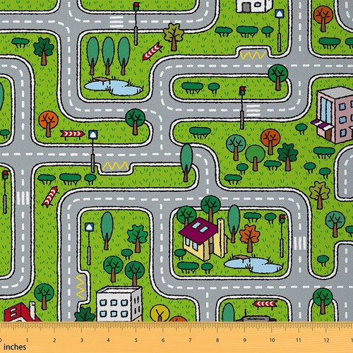 Cartoon car road fabric - cartoon, the