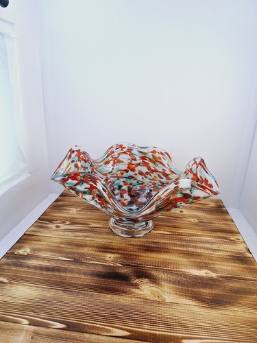 Handblown colorful fluted - handblown,