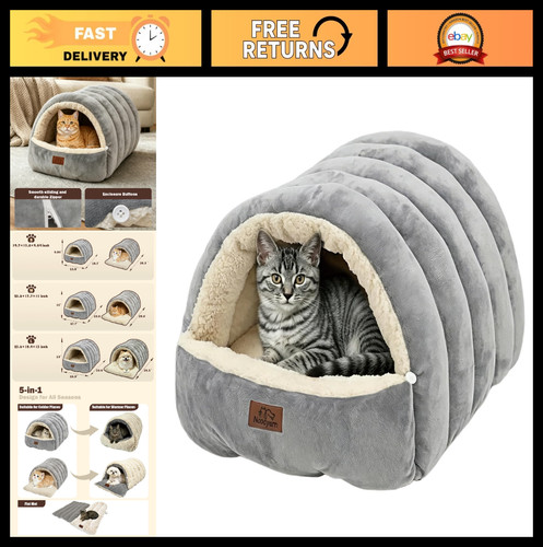 Cozy covered cat bed cave - cat,