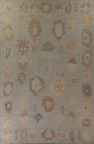Muted geometric floral oushak - geometric,