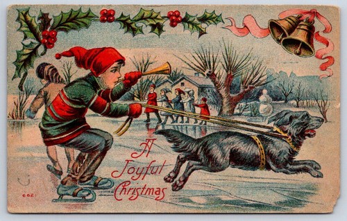 Antique joyful christmas child - joyful,