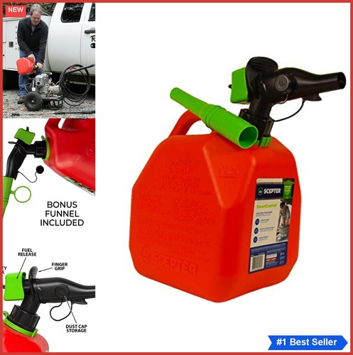 Gallon gas can - red, spill
