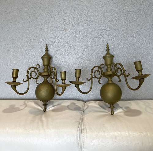 Vintage pair solid brass dutch - solid,