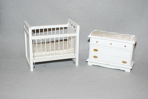 Miniature white baby crib - white,