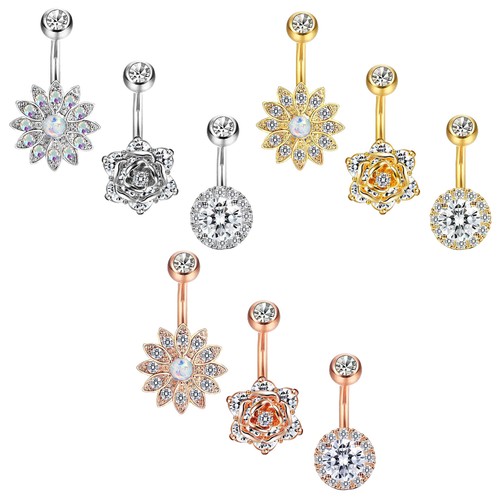 3pcs 14g stainless - 14g, cz