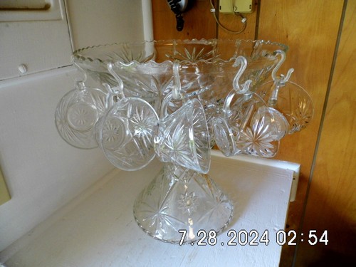 Cut glass pedestal standing - glass,