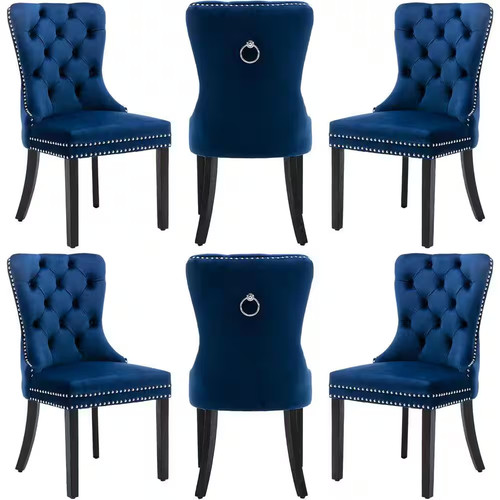 Blue velvet upholstered dining - blue,