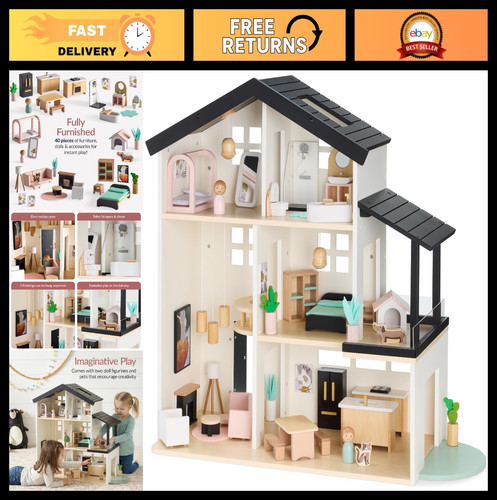 Modern wooden dollhouse - dollhouse, for