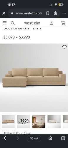 West elm dalton piece - west, chaise