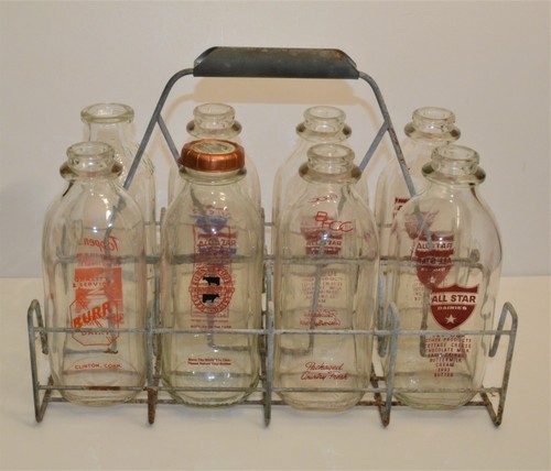 Vintage milk quart bottles - vintage,