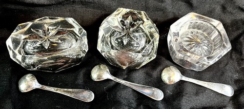 Antique cut glass open salt - glass,