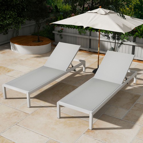 Aluminum outdoor chaise lounge - aluminum,