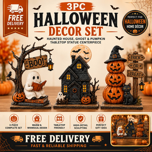 3pc halloween decor set - decor,