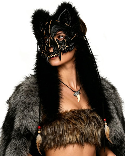 Furry wolf skull mask - furry,