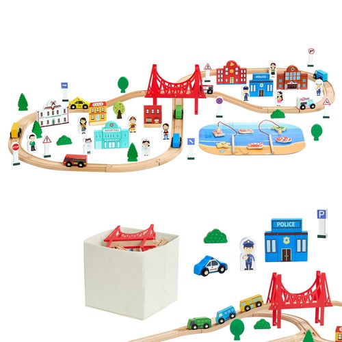 Uimoso 113pcs wooden train - 113pcs, set