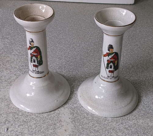 Pair antique ceramic military - antique,