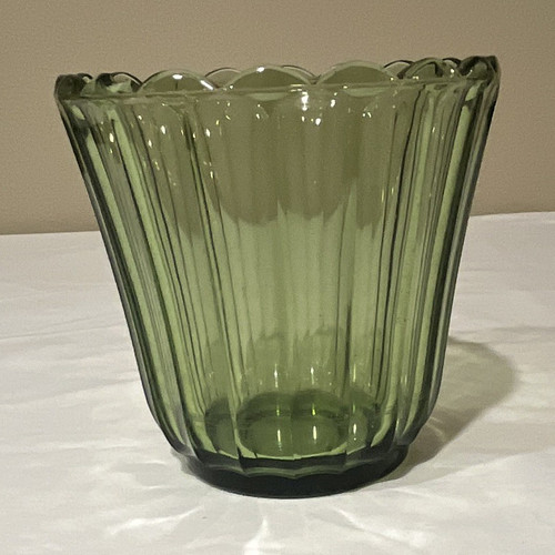 Green fluted glass decorative - green,