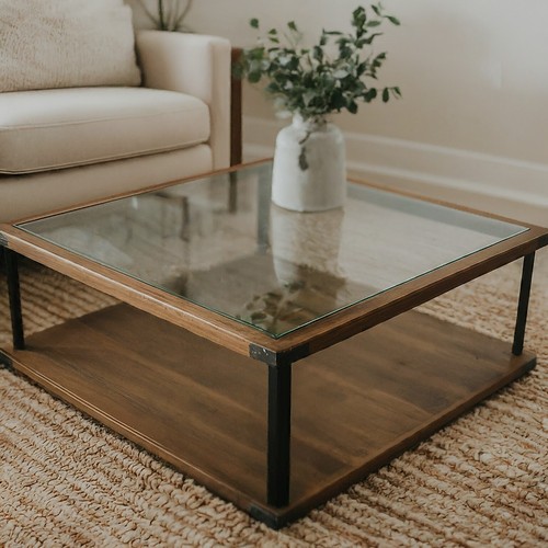 Square glass table - top,