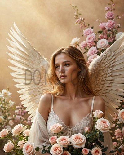 Angel woman white wings - wings, pink