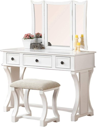 White wooden vanity - white, set