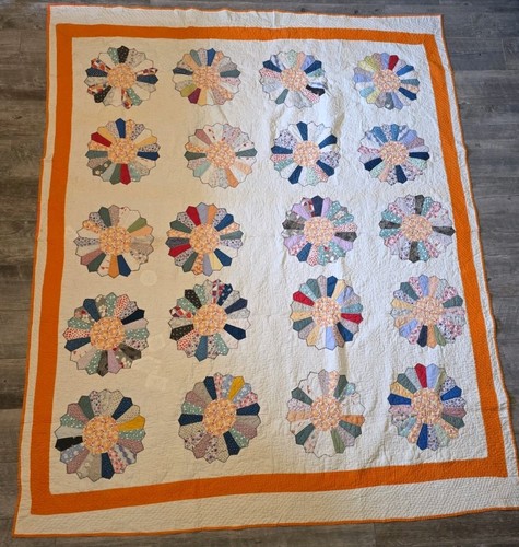 Vtg dresden plate quilt - dresden,