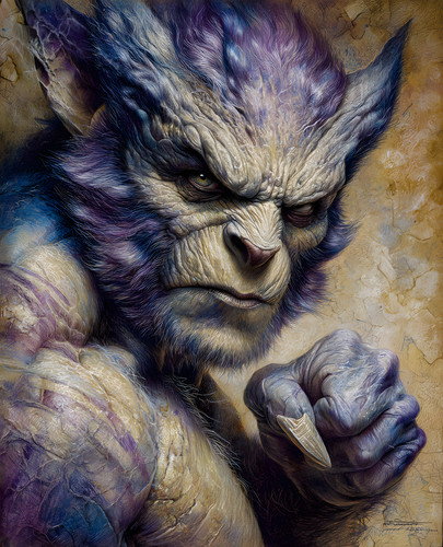 Blue furred beast warrior - blue-furred,
