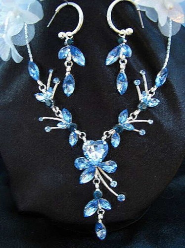 Rhinestone necklace earrings - rhinestone,