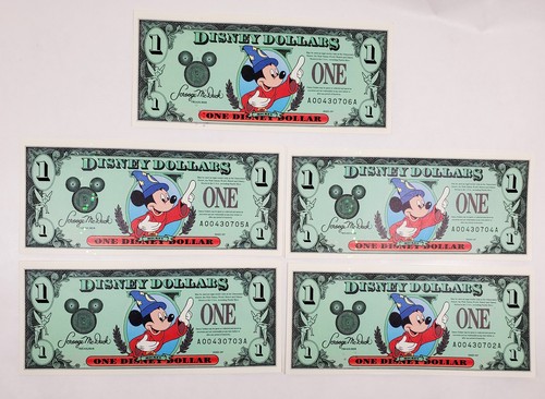 Five disney dollar - five, $1