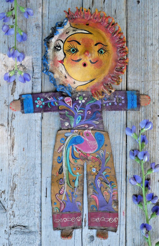 Sun moon face bird - moon, paradise