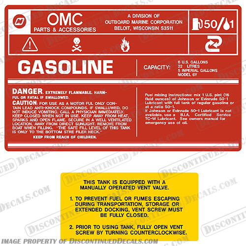 Fits omc gallon fuel tank - omc, 6y
