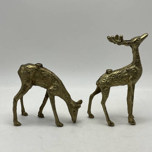 Solid brass deer figurine pair - solid,