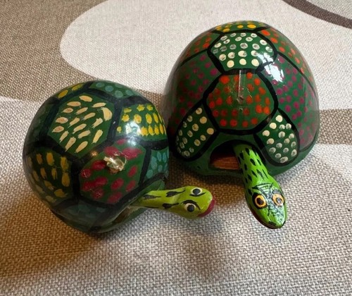 Pair vintage mexican turtles - 2,