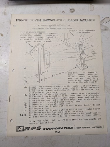 Arps engine driven snowblower - arps,