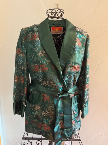 Vintage 1960s green satin and