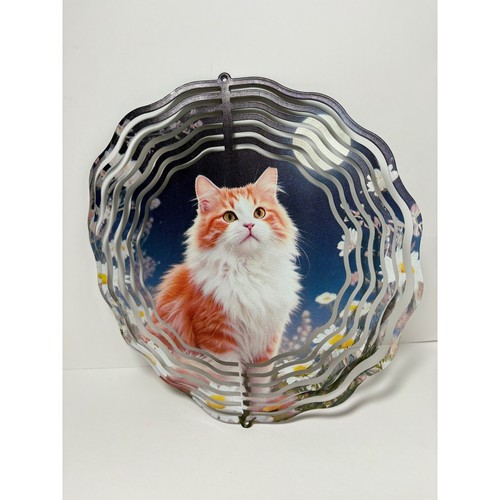 Orange white cat moon - orange,