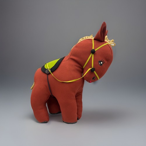 Vintage oil cloth red horse - oil,